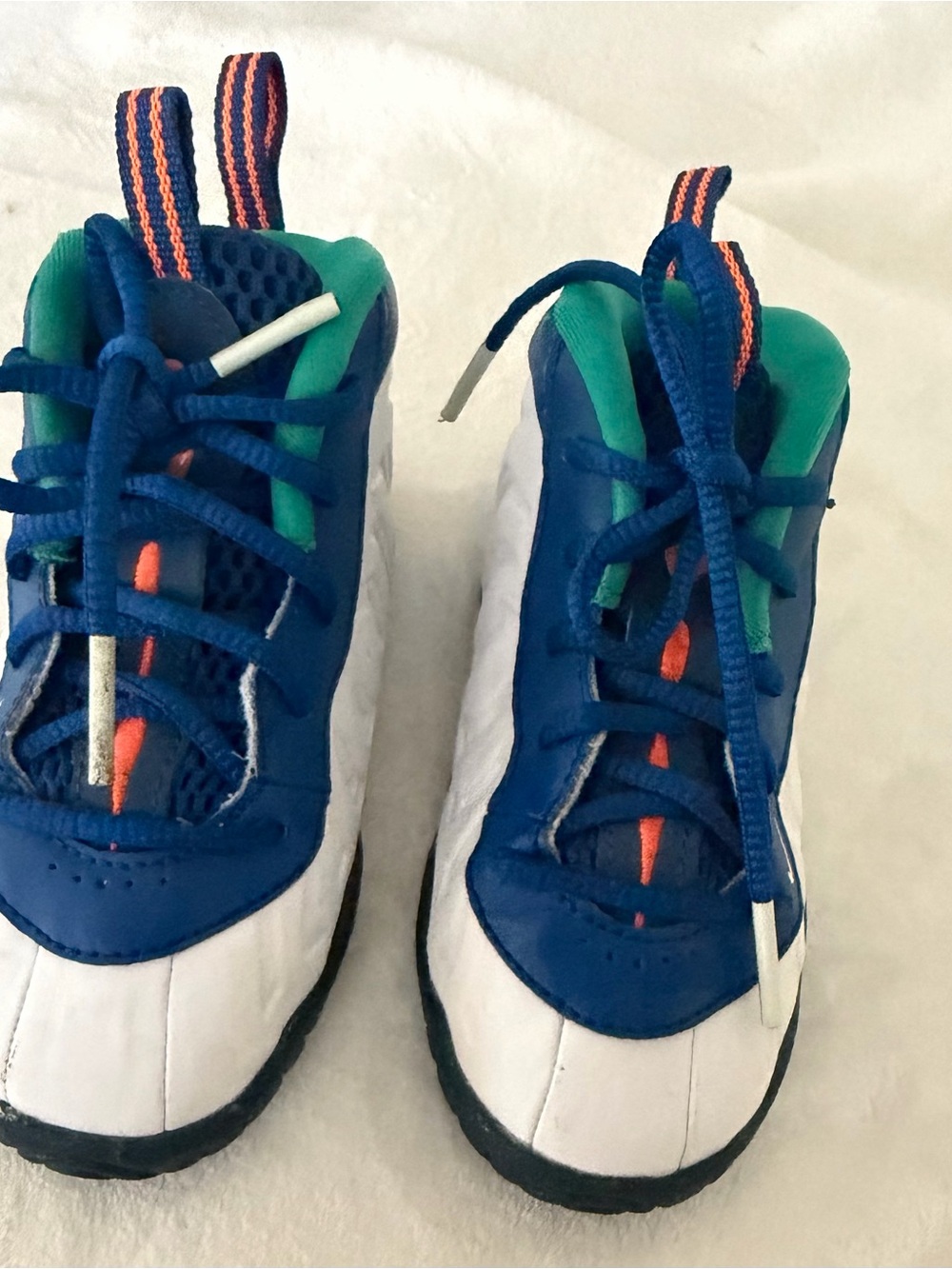 Nike Kids Sneakers - Blue, White & Green with Orange Accents